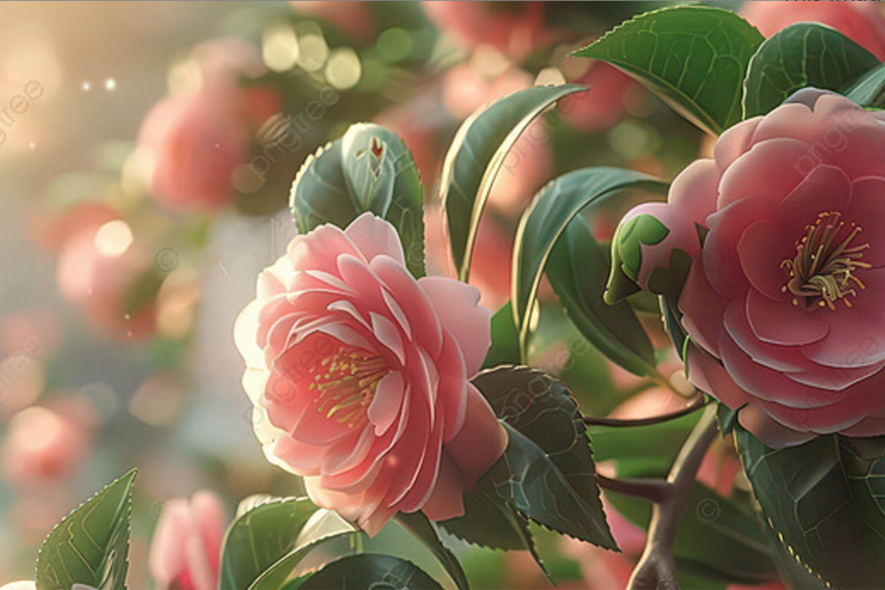 Een serene weergave van bloeiende roze bloemen